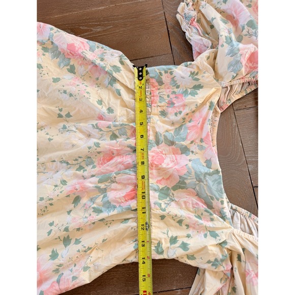 Selkie Hampton Floral Puff Sleeve Romper Women Yellow Pastel Size Large - Picture 10 of 12